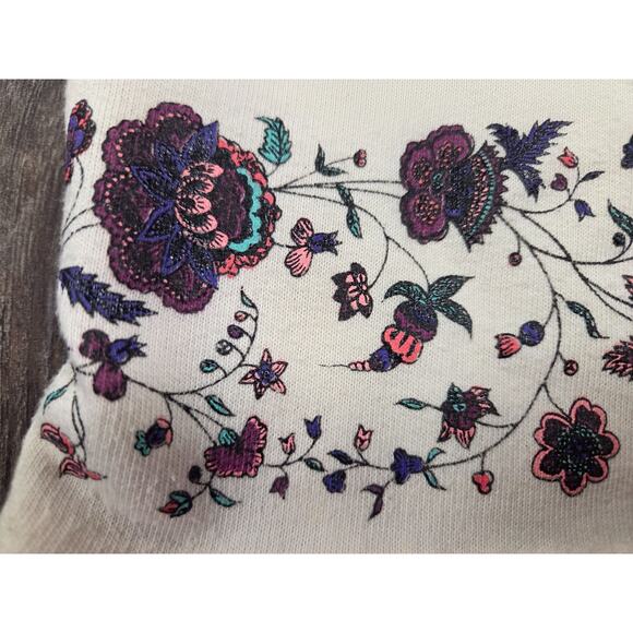 PASTA Embroidered Vintage Ivory 1980s 1990s Crewneck Sweatshirt Floral Small - Picture 3 of 6